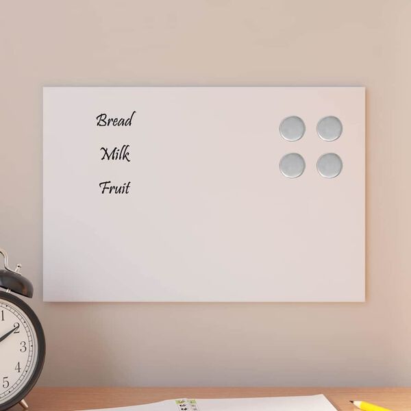 vidaXL Wall-mounted Magnetic Board White 30x20 cm Tempered Glass