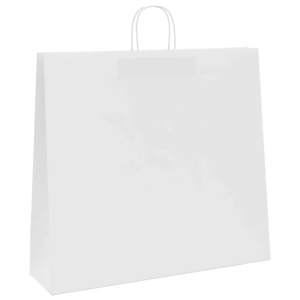 vidaXL Paper Bags 250 pcs with Handles White 54x15x49 cm