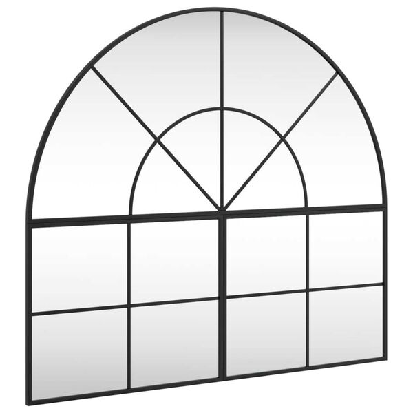vidaXL Wall Mirror Black 100x90 cm Arch Iron