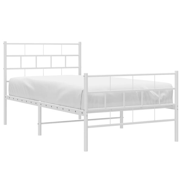 vidaXL Metal Bed Frame without Mattress with Footboard White 80x200cm
