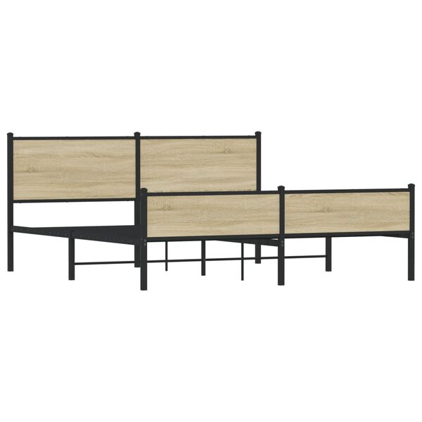 vidaXL Metal Bed Frame without Mattress Sonoma Oak 160x200 cm