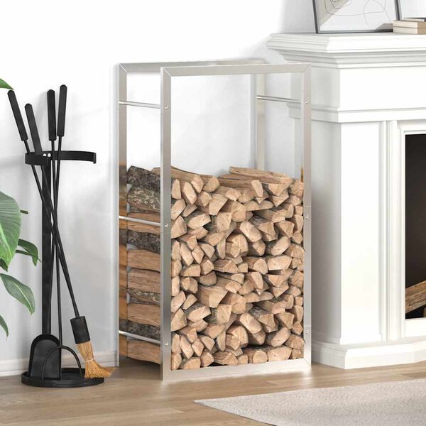 vidaXL Firewood Rack 50x28x94 cm Stainless Steel