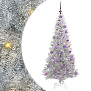 vidaXL Christmas Tree with 300 LEDs with Stand Silver 180 cm PET