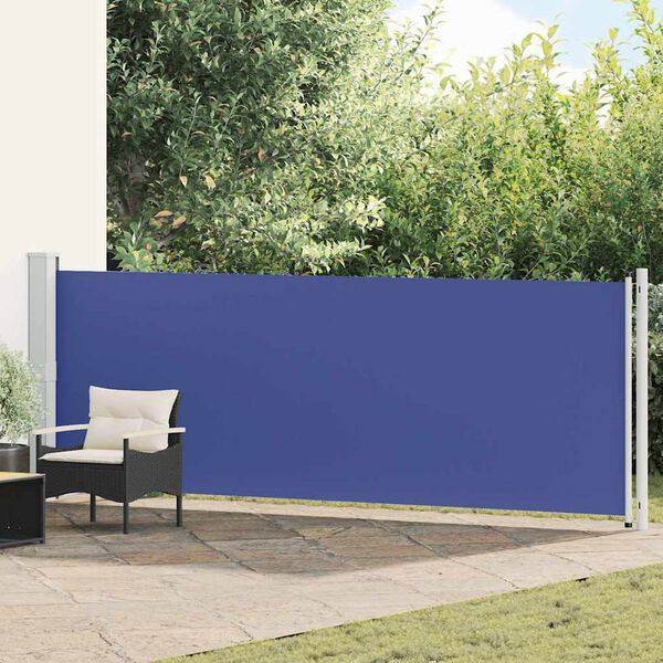 vidaXL Patio Retractable Side Awning 140x600 cm Blue
