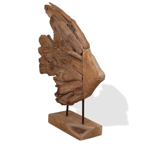 vidaXL Fish Sculpture Teak 40x12x57 cm