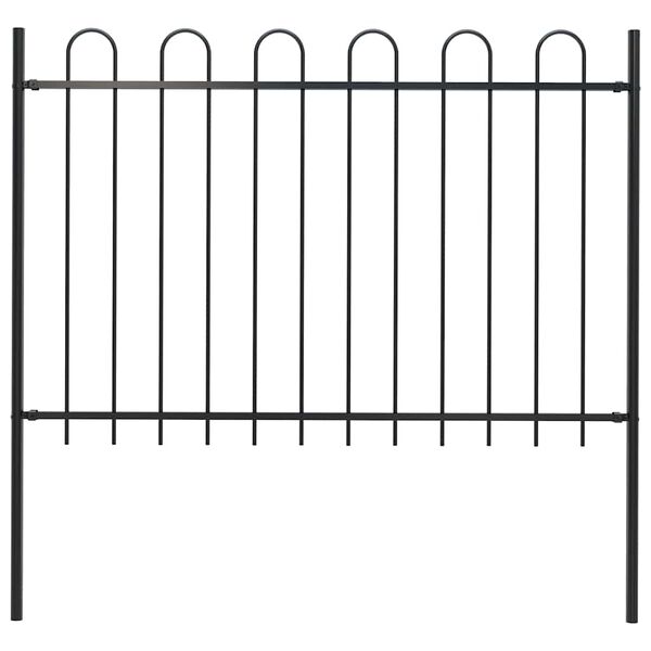 vidaXL Garden Fence Boxtel with Hoop Top Steel 181x120 cm Black