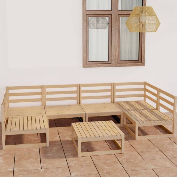 vidaXL 7 Piece Garden Lounge Set Solid Wood Pine