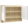 vidaXL Mirror Cabinet | White and oak | MDF with melamine surface, glass