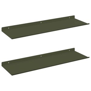 vidaXL Floating Shelf 2 pcs Olive Green 60 x 18 x 2.5 cm Steel