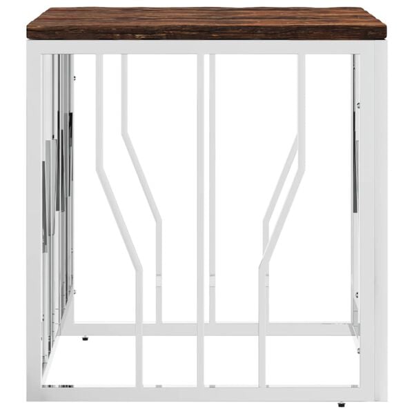 vidaXL Coffee Table Silver Stainless Steel and Solid Wood Reclaimed