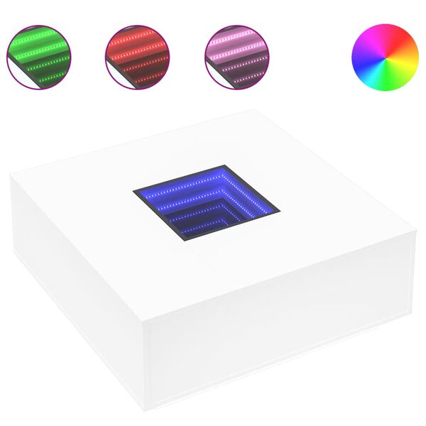 vidaXL Coffee Table with Infinity LED White 100x100x40 cm