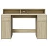 vidaXL Desk with LED Lights Sonoma Oak 140x55x91 cm Engineered Wood