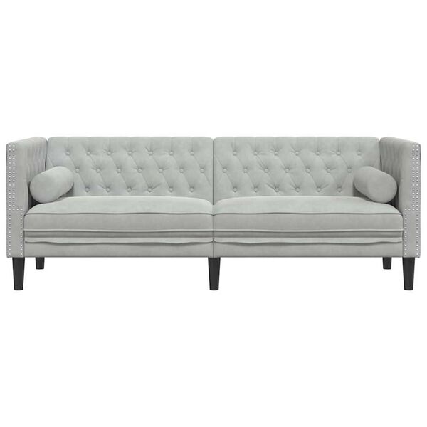 vidaXL Chesterfield Sofa Other Light grey 194 x 74.5 x 70.5 cm Velvet