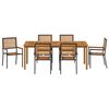 vidaXL Garden Dining Set 7 pcs Black Solid Acacia Wood