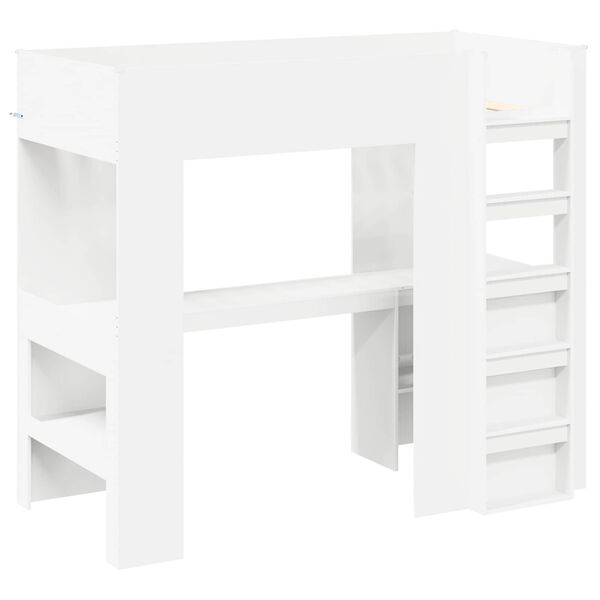 vidaXL Loft Bed Frame with Desk White 90 x 190 cm Engineered Wood