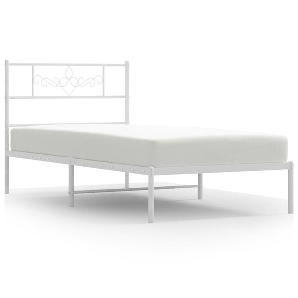 vidaXL Metal Bed Frame without Mattress with Headboard White 80x200cm
