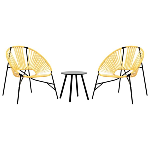 vidaXL Garden Chair Set 3 pcs Black and Yellow Poly Rattan