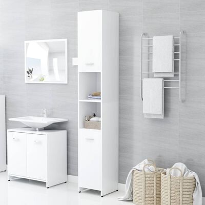 vidaXL Bathroom Cabinet White 30x30x183.5 cm Chipboard