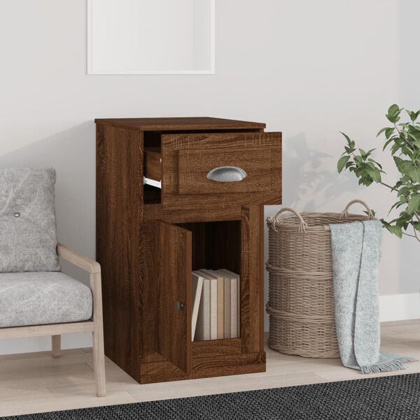 vidaXL Side Cabinet with Drawer Brown Oak 40x50x75 cm Engineered Wood