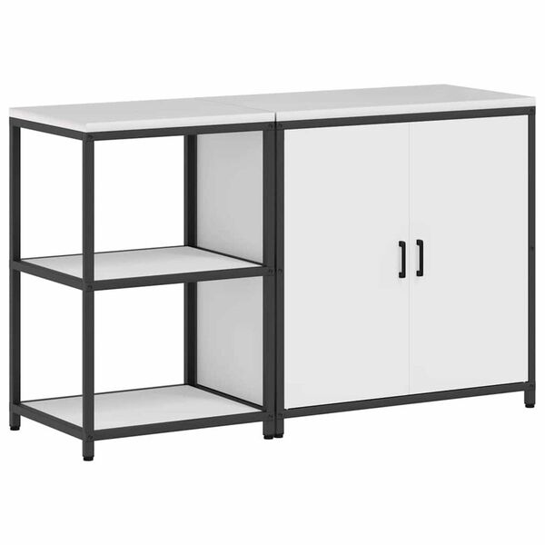 vidaXL Kitchen Storage Set with Shelf with Storage 2 pcs White Steel