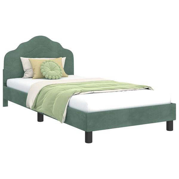 vidaXL Children's Bed Frame with Headboard Sea Green 90 x 190 cm