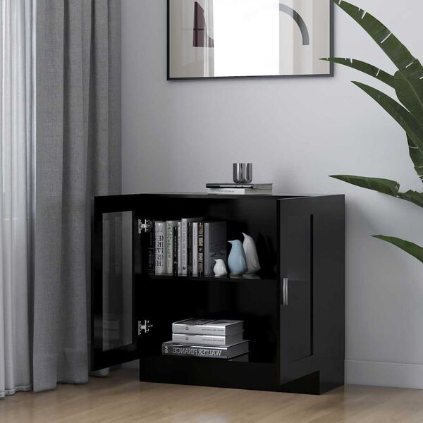 vidaXL Vitrine Cabinet Black 82.5x30.5x80 cm Engineered Wood