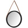 vidaXL Wall Mirror with Strap Black &Oslash; 45 cm