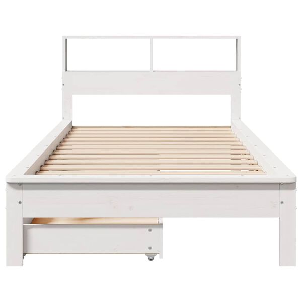vidaXL Bookcase Bed without Mattress White 100x200 cm Solid Wood Pine