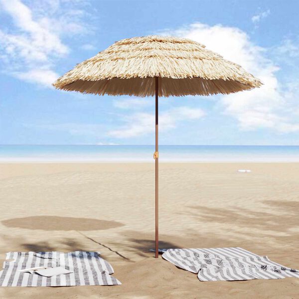 vidaXL Beach Parasol Natural 160 x 160 x 196 cm Polyester and Steel