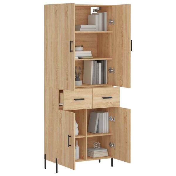 vidaXL Highboard Sonoma Oak 69.5x34x180 cm Engineered Wood