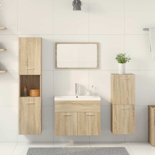 vidaXL 5 Piece Bathroom Furniture Set Sonoma Oak Engineered Wood