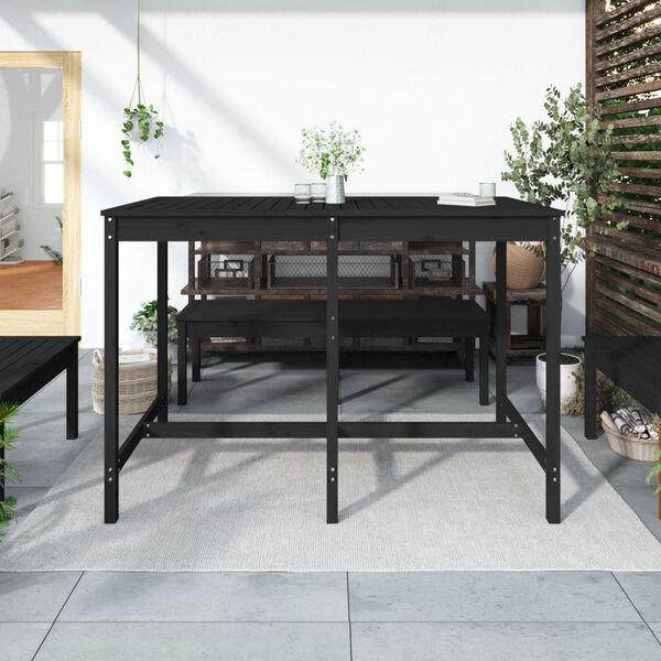 vidaXL Garden Table Black 159.5x82.5x110 cm Solid Wood Pine