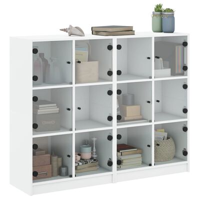 vidaXL Bookcase with Doors White 136x37x109 cm Engineered Wood