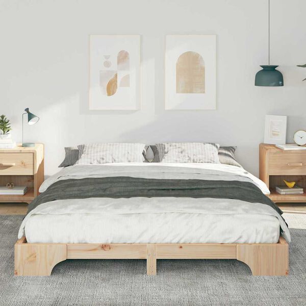 vidaXL Bed Frame Brown 160 x 210 cm Solid Pine Wood