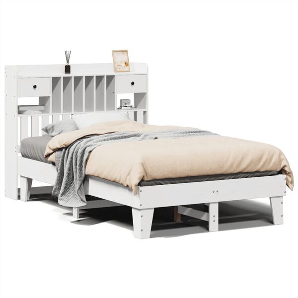 vidaXL Bed Frame without Mattress White 135x190 cm Solid Wood Pine