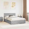 vidaXL Bed Frame with Drawer Grey Sonoma 135 x 190 cm Engineered Wood