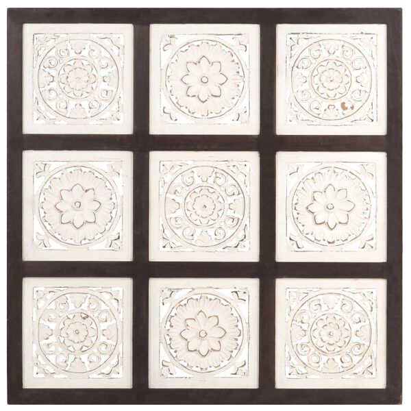 vidaXL Hand-Carved Wall Panel MDF 60x60x1.5 cm Brown and White
