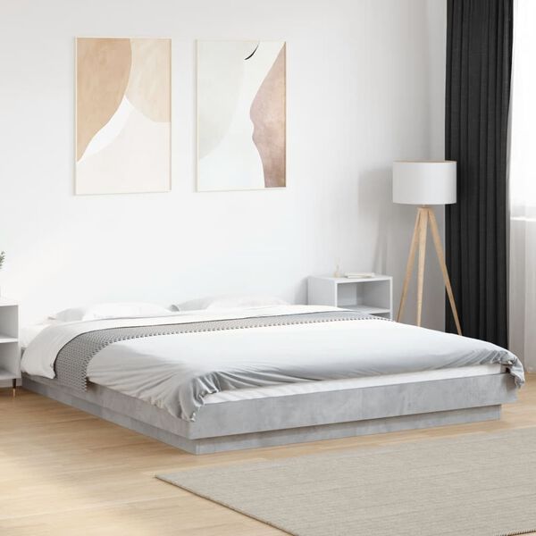 vidaXL Bed Frame without Mattress Concrete Grey 160x200 cm