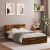 vidaXL Bed Frame with Headboard and LED Smoked Oak 120x200 cm