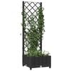 vidaXL Garden Planter with Trellis Black 40x40x121.5 cm PP