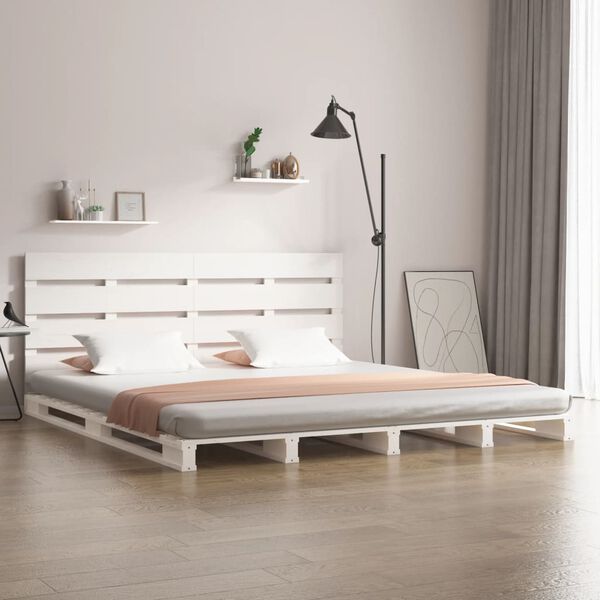 vidaXL Bed Frame without Mattress White 135x190 cm Double Solid Wood Pine