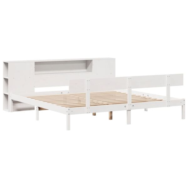 vidaXL Bookcase Bed without Mattress White 200x200 cm Solid Wood Pine