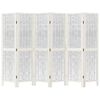 vidaXL Room Divider 6 Panels White Solid Wood Paulownia