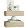 vidaXL Wall-mounted Drawer Shelves 2 pcs Oak 40x23.5x10cm MDF