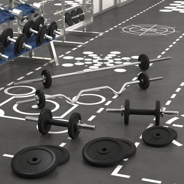 vidaXL Barbell and Dumbbell with Plates 90 kg Cast Iron