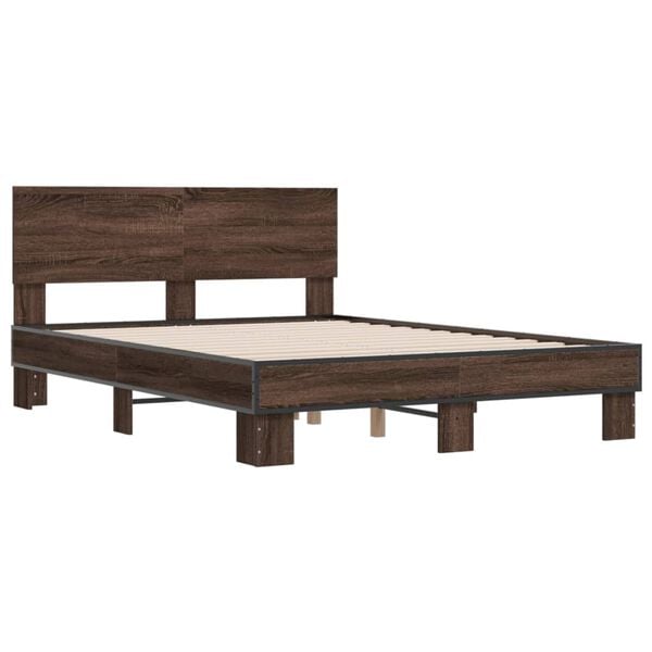 vidaXL Bed Frame without Mattress Brown Oak 135x190 cm Double