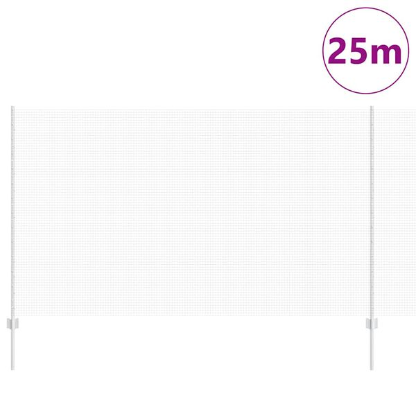 vidaXL Fence with Post Silver 1.4 x 25 m Steel