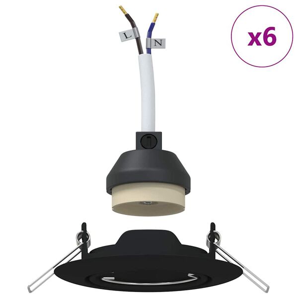 vidaXL Spotlight 6 pcs Black 9 x 9 x 2.5 cm Metal