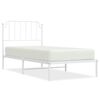 vidaXL Metal Bed Frame without Mattress with Headboard White 90x200cm