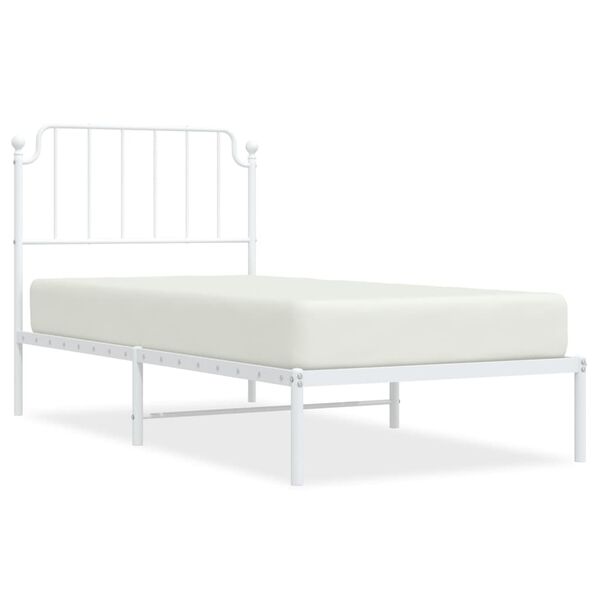 vidaXL Metal Bed Frame without Mattress with Headboard White 90x200cm